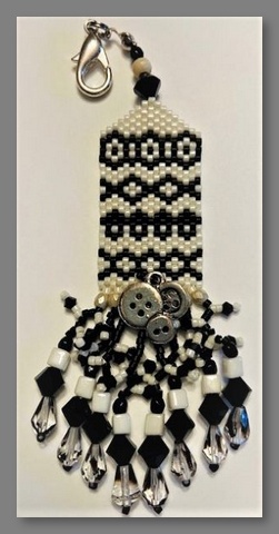 Buttons and Black Lace Fob